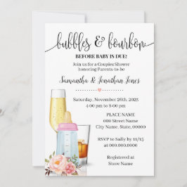 Blasen & Bourbon vor Baby Due Pink Baby Dusche Einladung
