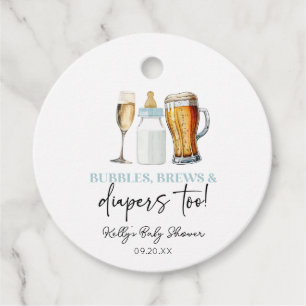 Blasen brüsten und Windeln auch! Babyparty Geschenkanhänger