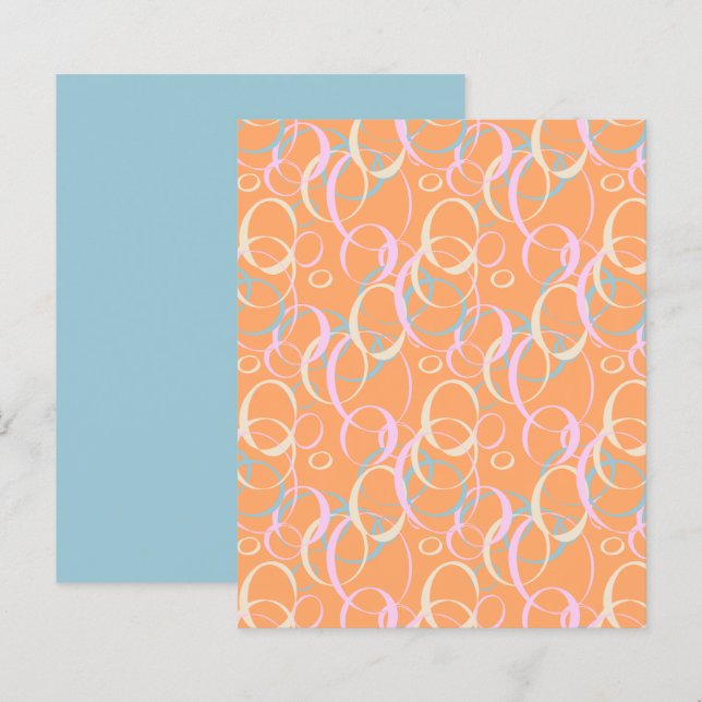 Blasen Cremefarbenes Aqua Orange Scrapbook Papier (Vorne/Hinten)