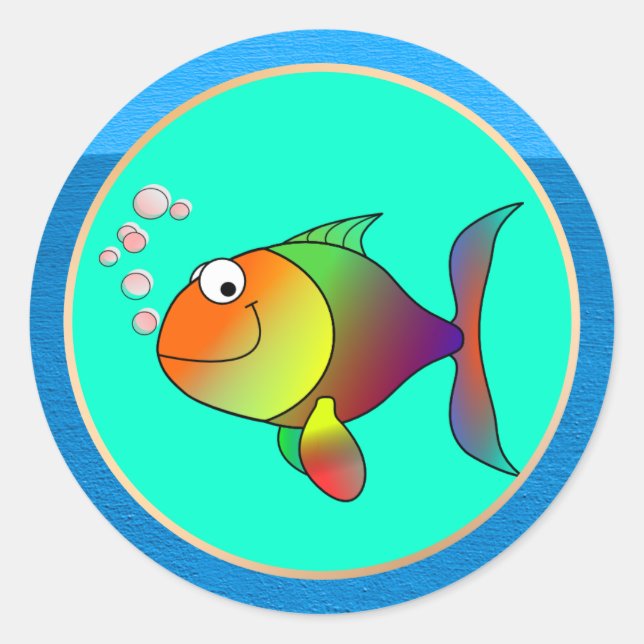 Blasen die Fische Runder Aufkleber (Vorderseite)