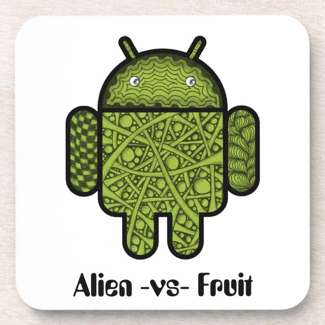 Blasen Doodle-Zeichen für den Android™-Roboter Getränkeuntersetzer (Vorderseite)