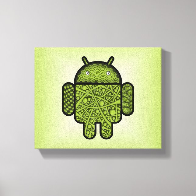 Blasen Doodle-Zeichen für den Android™-Roboter Leinwanddruck (Vorderseite)