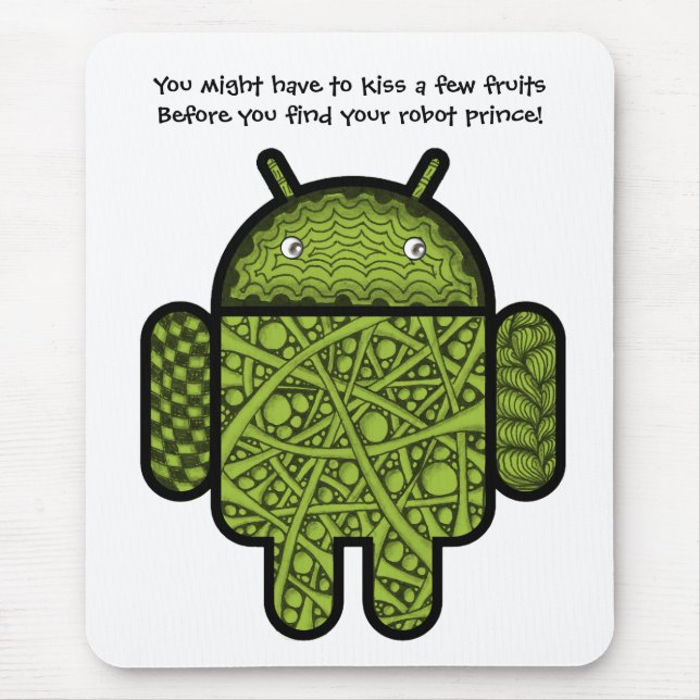 Blasen Doodle-Zeichen für den Android™-Roboter Mousepad (Vorne)
