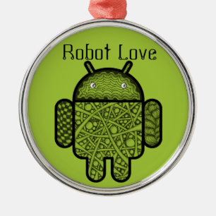Blasen Doodle-Zeichen für den Android™-Roboter Ornament Aus Metall