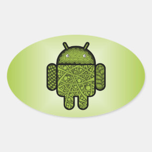 Blasen Doodle-Zeichen für den Android™-Roboter Ovaler Aufkleber