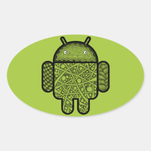 Blasen Doodle-Zeichen für den Android™-Roboter Ovaler Aufkleber