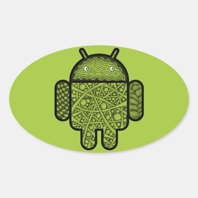 Blasen Doodle-Zeichen für den Android™-Roboter Ovaler Aufkleber (Vorderseite)