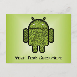 Blasen Doodle-Zeichen für den Android™-Roboter Postkarte