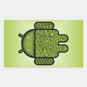Blasen Doodle-Zeichen für den Android™-Roboter Rechteckiger Aufkleber