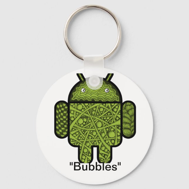 Blasen Doodle-Zeichen für den Android™-Roboter Schlüsselanhänger (Vorderseite)