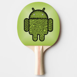 Blasen Doodle-Zeichen für den Android™-Roboter Tischtennis Schläger