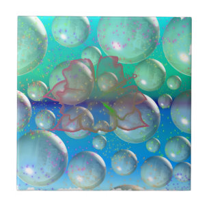 Blasen, Feuerwerke und Hibiskus Fliese