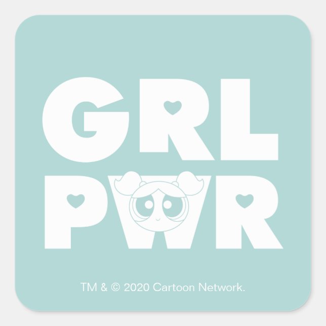 Blasen:Girl-Power Quadratischer Aufkleber (Vorderseite)