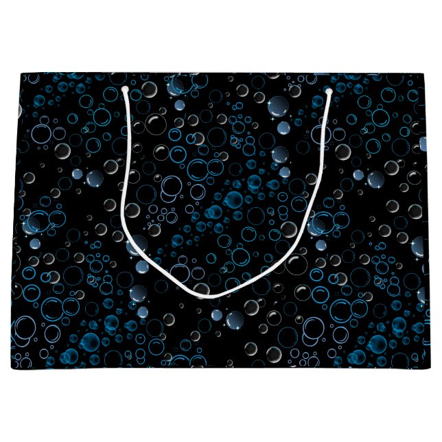 Blasen Muster 01 Schwarze BG Große Geschenktüte (Vorderseite)