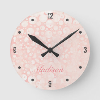 Blasen Rosa Weiß Runde Wanduhr