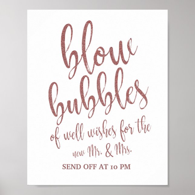 Blasen senden Rose Gold Glitzer 8x10 Zeichen Poster (Vorne)