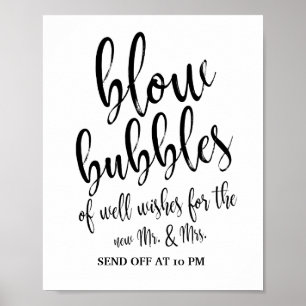 Blasen senden Schwarz und Weiß 8x10 Hochzeitszeich Poster