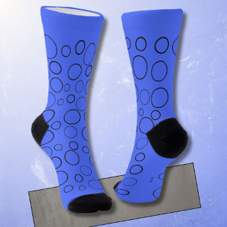 Blasen und Ringe, schwarze Kreise auf Blau Socken