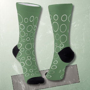 Blasen und Ringe, weiße Kreise auf Grün Socken