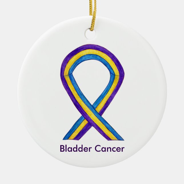 Blasenkrebs-Bewusstsein Ribbon Holiday Ornamente (Vorne)