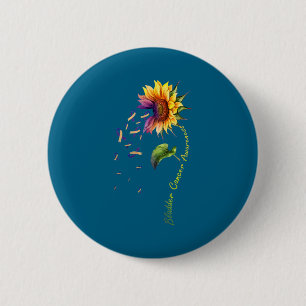 Blasenkrebs-Bewusstsein Sonnenblumen-Kunstwerk Button