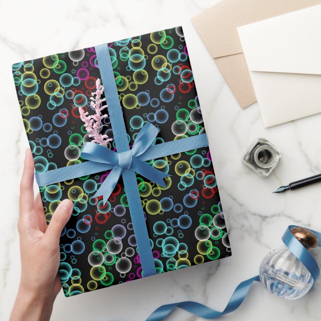 Blasenmuster 02.b Schwarzes BG Geschenkpapier (Schenken)