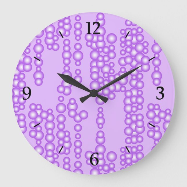 Blasenstrom, Lavendelfarben Große Wanduhr (Vorderseite)