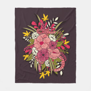 Bläserbotanische Handgezeichnete Vintage Keule Fleecedecke