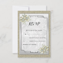 Bläserei Gerahmt, Gold & Silver Wedding RSVP Karte