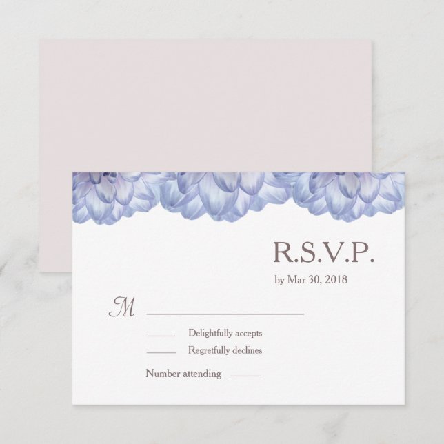 Bläserfarbene Blütenblätter Hochzeit RSVP Einladung (Vorne/Hinten)