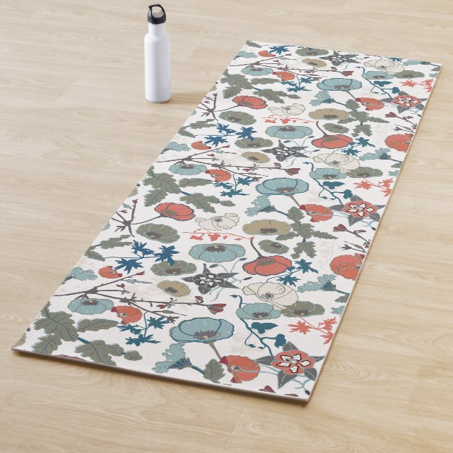 Bläserfarbene, fröhliche blaue Orangen-Blume Yogamatte (Beispiel)