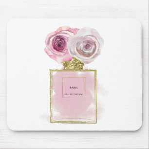 Bläserfashion Parfüm Flasche Rosa Rosen Gold Glam Mousepad