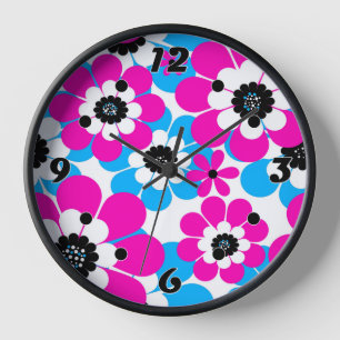Bläserglänzende Neonmuster helle Farbe und blau Uhr