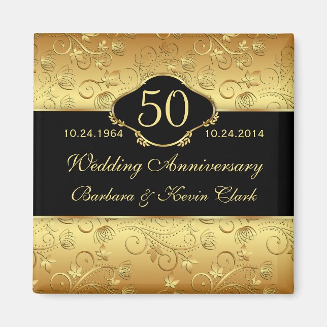 Bläsergoldschwarz 50. Hochzeitstag Magnet (Vorne)