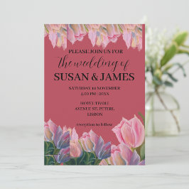 Bläsermalerei Rosa Tulpen Magenta Einladung