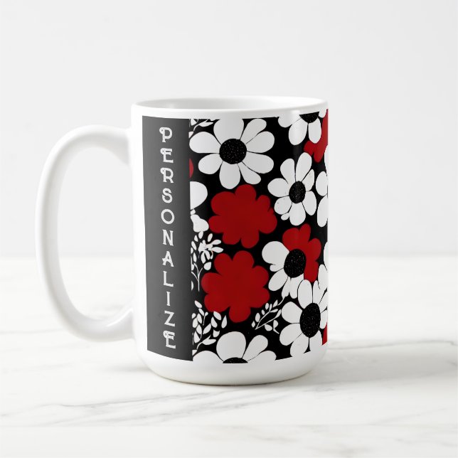 Bläsermuster in Rot, Schwarz und Weiß Kaffeetasse (Links)