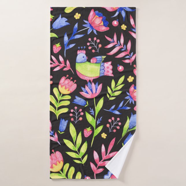 Bläsernahes Muster. Frühlingsblumen und Badehandtuch (Badehandtuch)