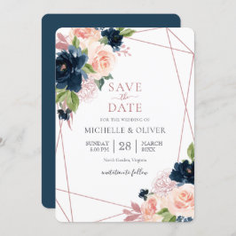 Bläsernavy und Blush Geometric Save the Date Invi Einladung