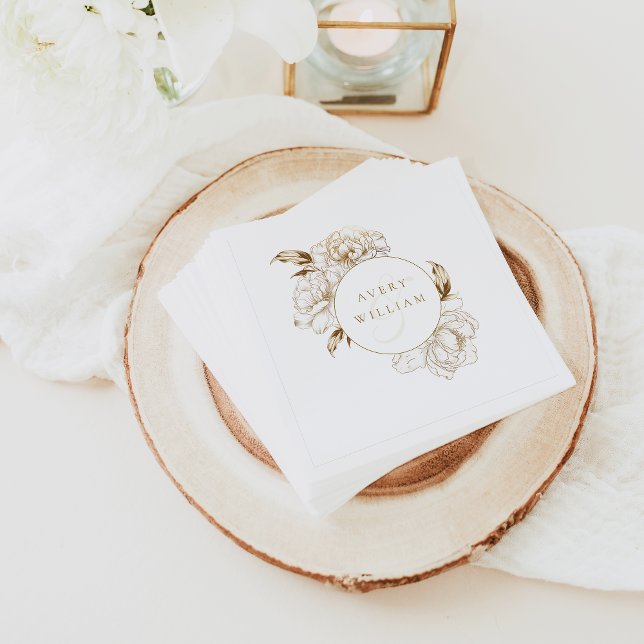 Bläsernbäume Weißgoldene Monogramm Hochzeit Serviette (Von Creator hochgeladen)