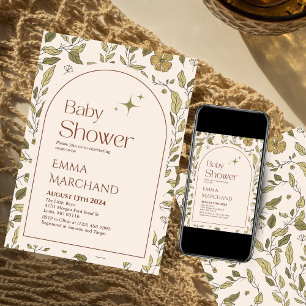 Bläserne Babydusche, grün-böhmisch Einladung