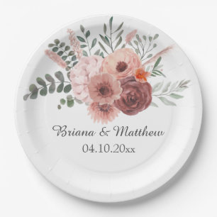 Bläserne Blush Beige Hochzeit Pappteller