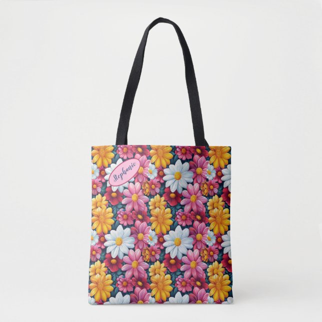 Bläserne Daisy Print Custom Totbeutel Tasche (Vorderseite)