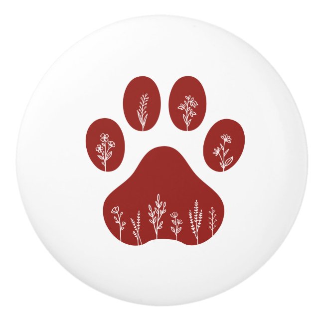 Bläserne Dog Paw Druckkabine Knöpfe Ziehen Wildblu Keramikknauf (Vorderseite)