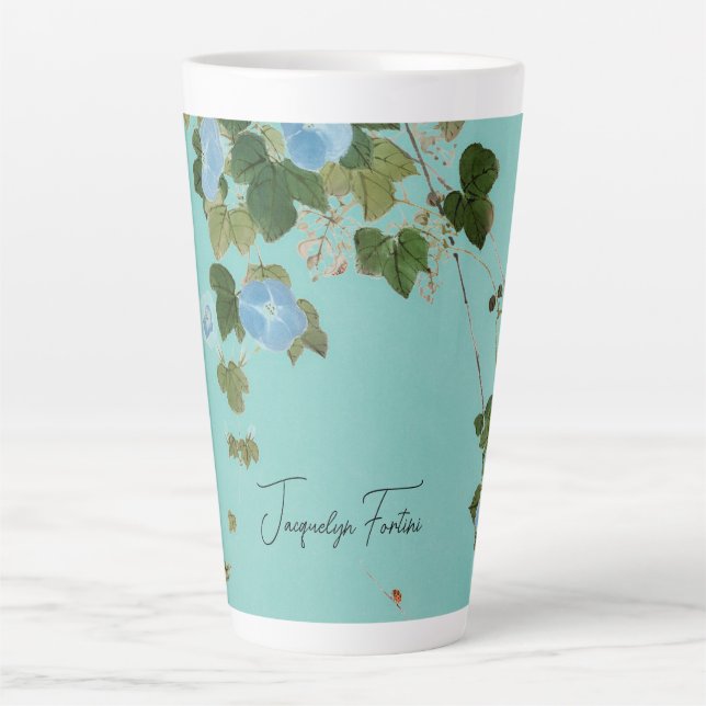 Bläserne Elegante Minimalistische Kalligrafie Name Milchtasse (Vorderseite)