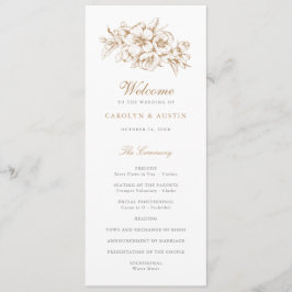 Bläserne Elegante Vintag Botanische Hochzeit Programm