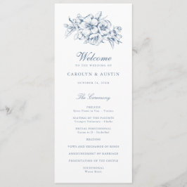 Bläserne Elegante Vintag Botanische Hochzeit Programm