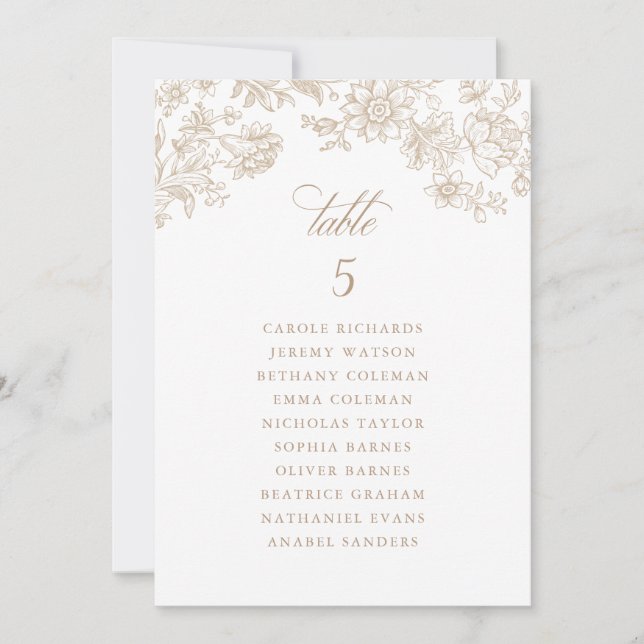 Bläserne elegante Vintage Beige-Sitzkarten Einladung (Vorderseite)