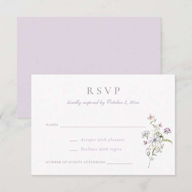 Bläserne Elegante Wildblumen Blush Pink Wedding RS Einladung (Vorne/Hinten)