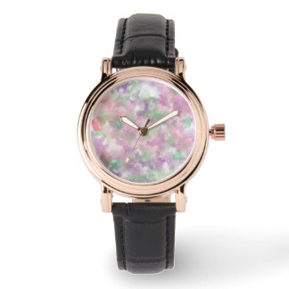 Bläserne Frauen Schwarzes Leder Armbanduhr