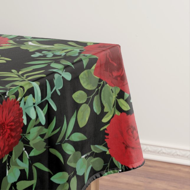Bläserne Hochzeit der Rose Black & Red Peony Tischdecke (Beispiel)